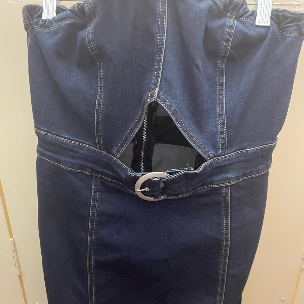 Free People Denim Buckle Mini Dress